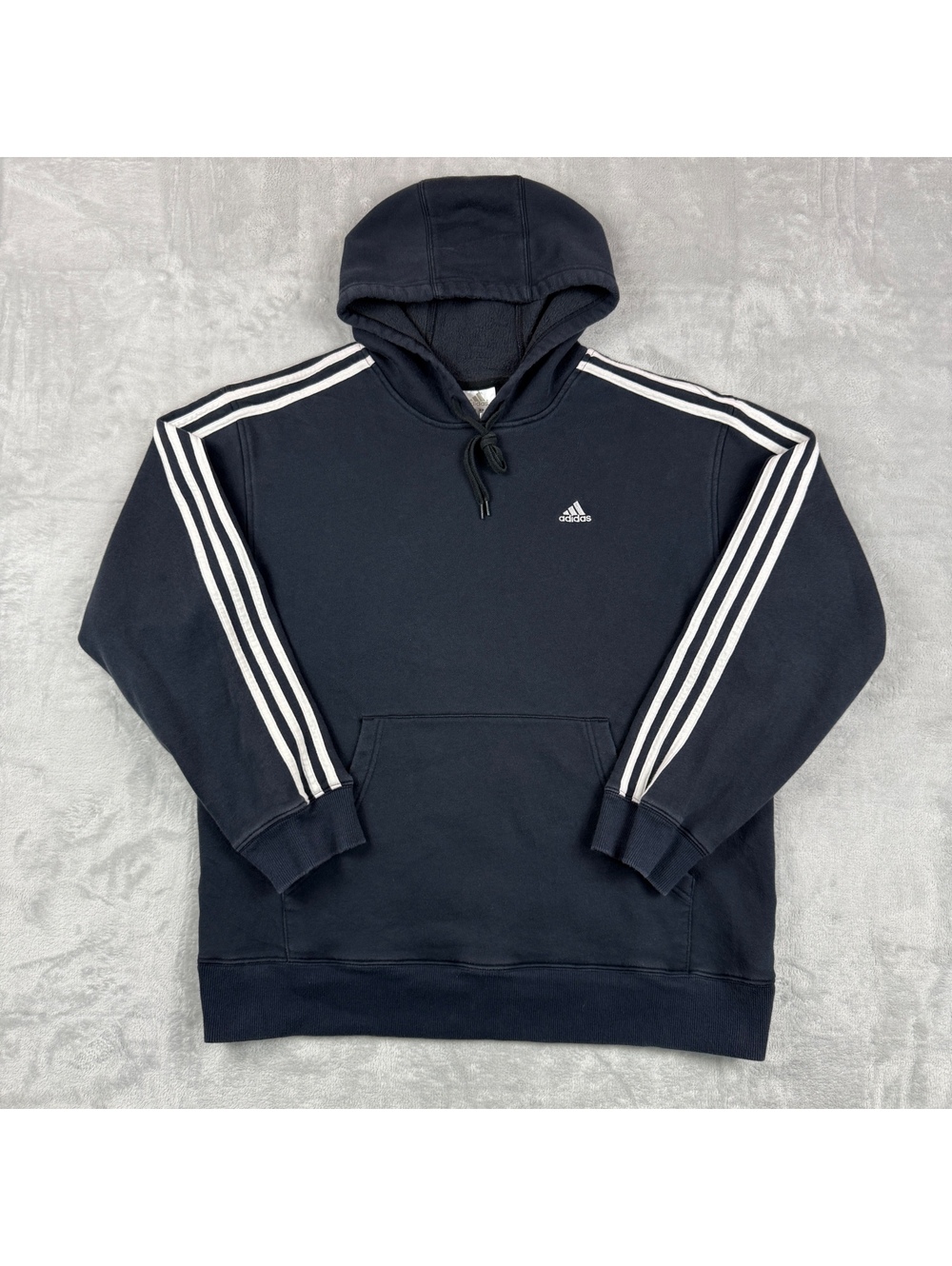 VTG Adidas Men M Pullover Hoodie 3Stripes Logo Streetwear 2000s Y2K Pocket Retro
